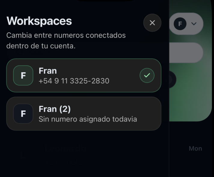 Chasy multi-workspace management screen