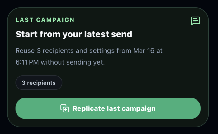 Chasy screen to replicate the last campaign